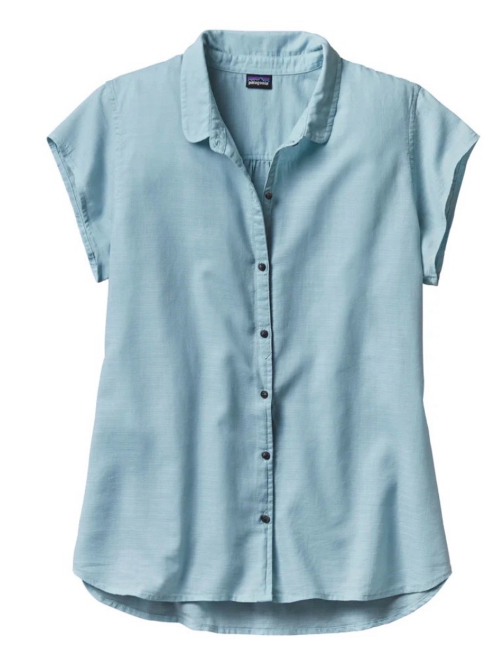 Patagonia Women's Pale Blue Short-Sleeve Button-Down Shirt 10
